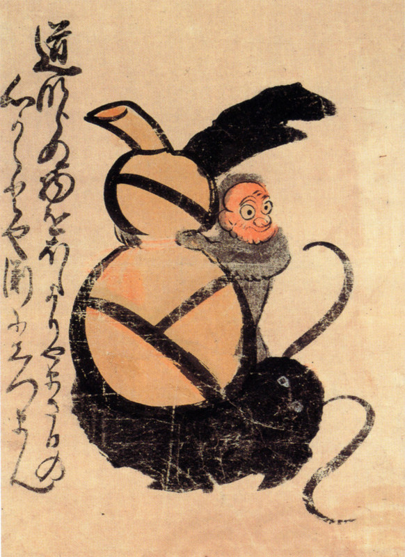 画像4 【伝来】am9378 大津絵 瓢箪鯰図 江戸時代 無落款 ⁄ 5＞江戸の